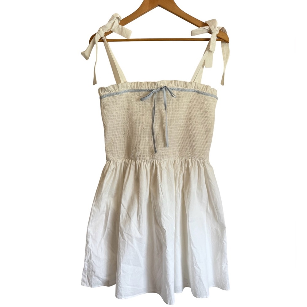 Altar’d State Cottagecore White w/ Blue Detail Summer Mini Dress Tie Straps XL - Picture 7 of 7